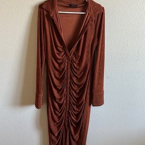 Button up rouched body con dress